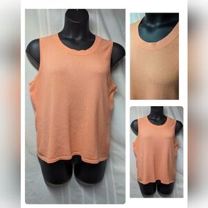 Chicos size 3 peach sleeveless crew neck cotton spandex sweater shell top